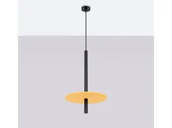 Sollux Lighting Lámpara Suspendida^Lámpara colgante Feltro moderno de fieltro/acero - 1 fuentes luminosas - L.30 x A.126 cm - /negro Amarillo