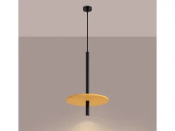 Sollux Lighting Lámpara Suspendida^Lámpara colgante Feltro moderno de fieltro/acero - 1 fuentes luminosas - L.30 x A.126 cm - /negro Amarillo