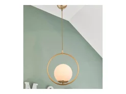 Lámpara Colgante Geométrica Moderna en Metal y Vidrio Oro E27