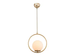 Lámpara Colgante Geométrica Moderna en Metal y Vidrio Oro E27