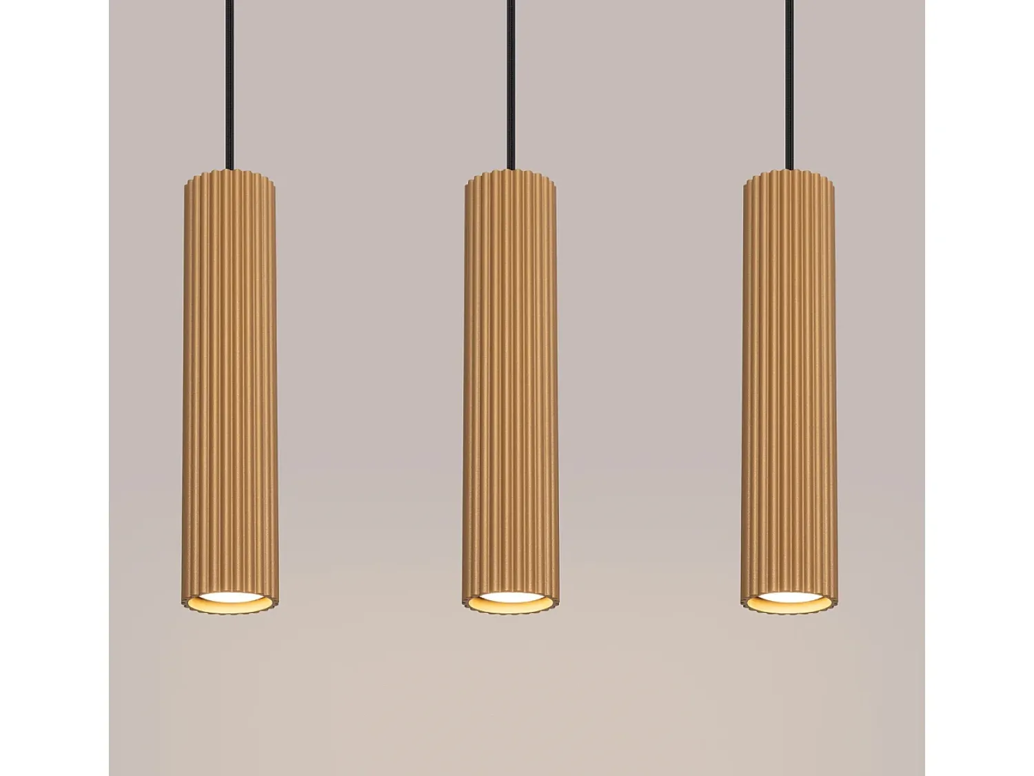 Sollux Lighting Lámpara Suspendida^Lámpara colgante Gloow minimalista de aluminio - 3 fuentes luminosas 3000K - L.45 x A.98 cm - Dorado