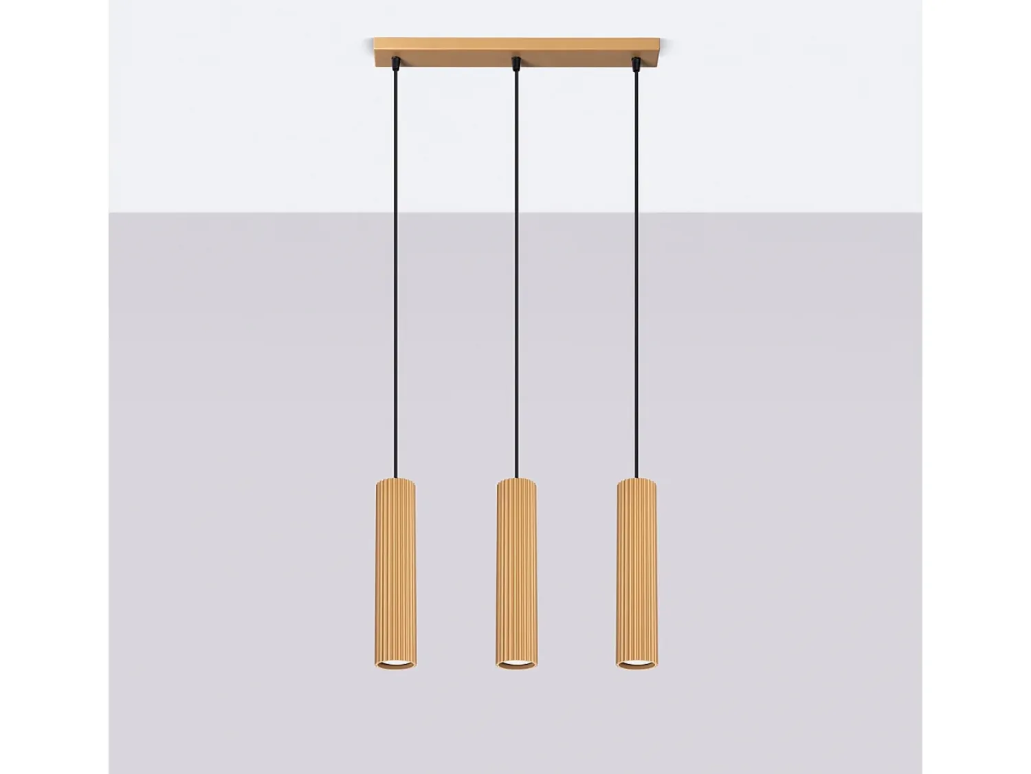 Sollux Lighting Lámpara Suspendida^Lámpara colgante Gloow minimalista de aluminio - 3 fuentes luminosas 3000K - L.45 x A.98 cm - Dorado
