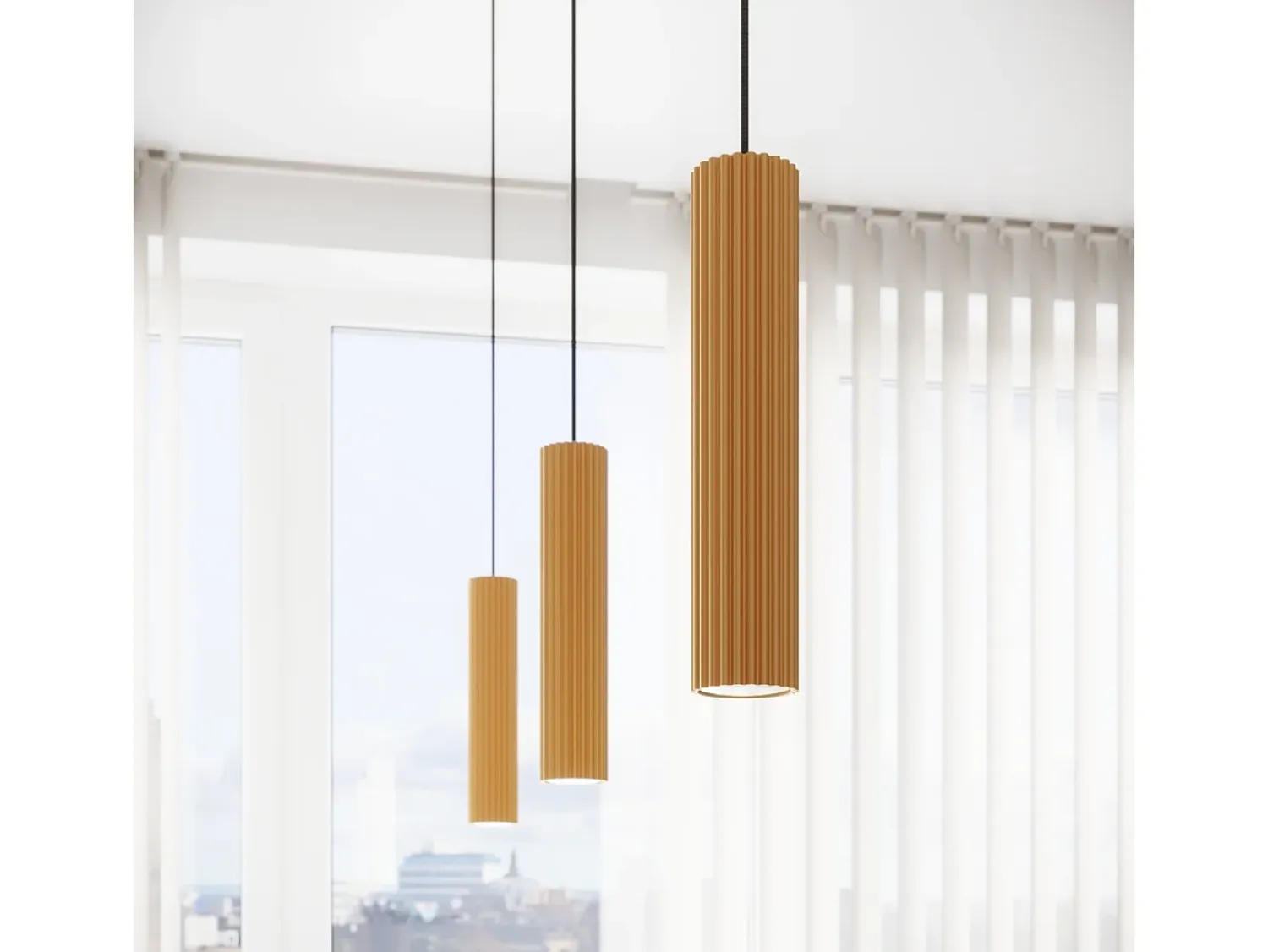 Sollux Lighting Lámpara Suspendida^Lámpara colgante Gloow minimalista de aluminio - 3 fuentes luminosas 3000K - L.45 x A.98 cm - Dorado