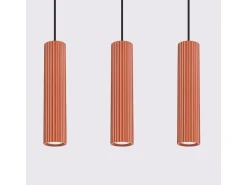 Sollux Lighting Lámpara Suspendida^Lámpara colgante Gloow minimalista de aluminio - 3 fuentes luminosas 4000K - L.45 x A.98 cm - ocre Rojo