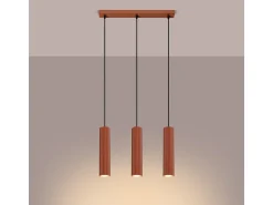 Sollux Lighting Lámpara Suspendida^Lámpara colgante Gloow minimalista de aluminio - 3 fuentes luminosas 4000K - L.45 x A.98 cm - ocre Rojo
