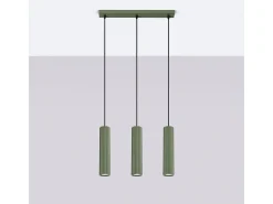 Sollux Lighting Lámpara colgante Gloow minimalista de aluminio - 3 fuentes luminosas 3000K - L.45 x A.98 cm - oliva Verde