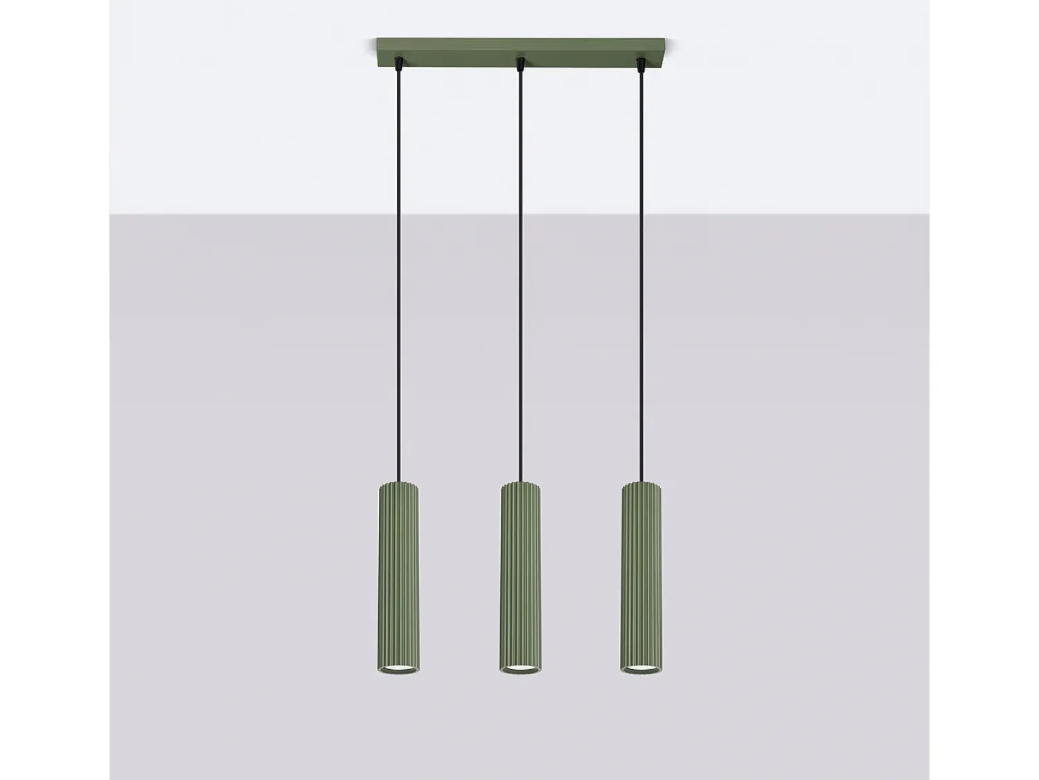 Sollux Lighting Lámpara colgante Gloow minimalista de aluminio - 3 fuentes luminosas 3000K - L.45 x A.98 cm - oliva Verde