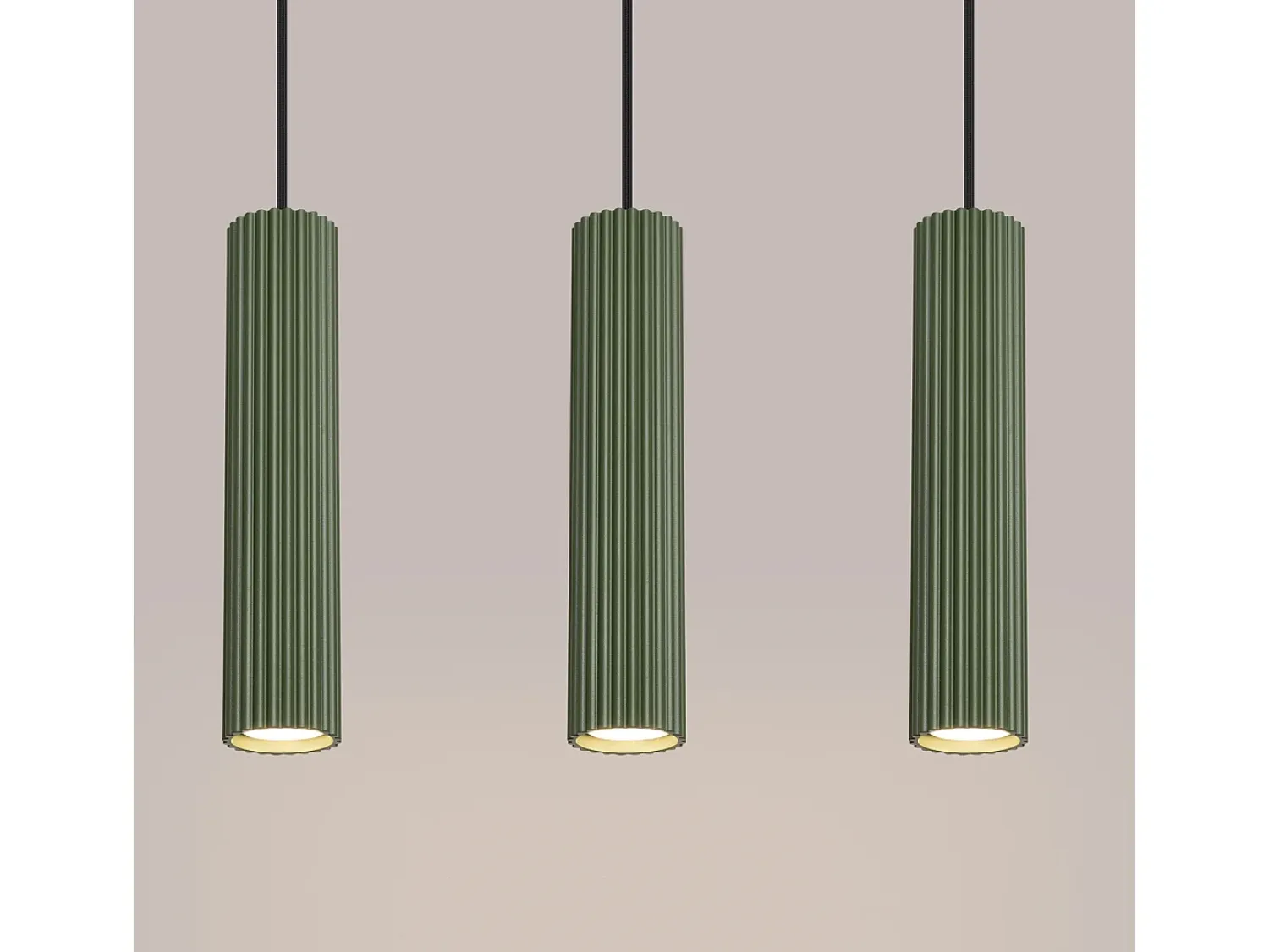 Sollux Lighting Lámpara colgante Gloow minimalista de aluminio - 3 fuentes luminosas 3000K - L.45 x A.98 cm - oliva Verde