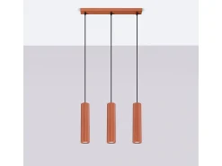 Sollux Lighting Lámpara Suspendida^Lámpara colgante Gloow minimalista de aluminio - 3 fuentes luminosas 3000K - L.45 x A.98 cm - ocre Rojo