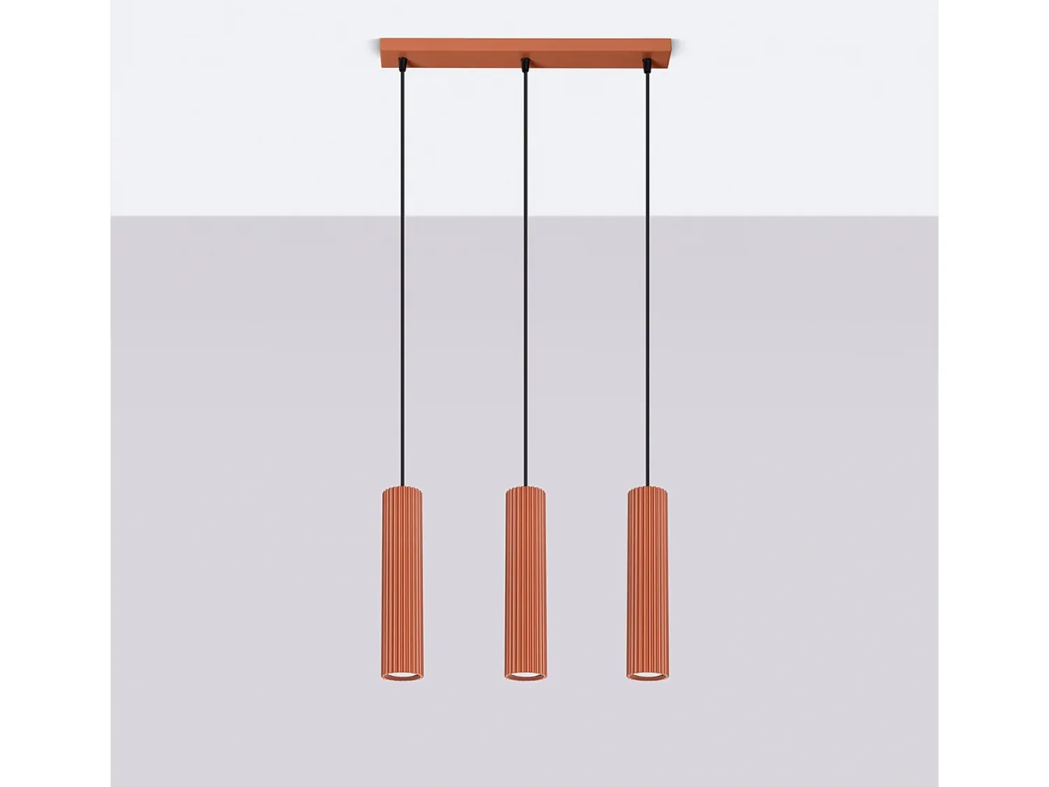 Sollux Lighting Lámpara Suspendida^Lámpara colgante Gloow minimalista de aluminio - 3 fuentes luminosas 3000K - L.45 x A.98 cm - ocre Rojo