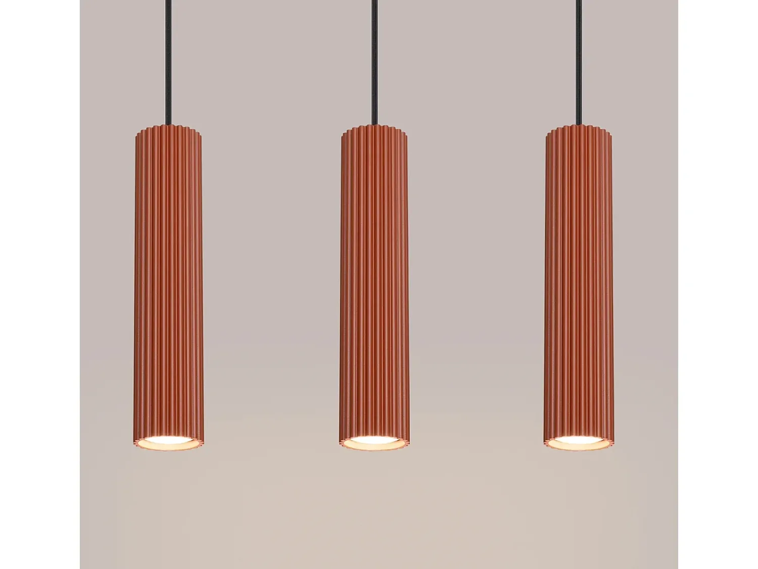 Sollux Lighting Lámpara Suspendida^Lámpara colgante Gloow minimalista de aluminio - 3 fuentes luminosas 3000K - L.45 x A.98 cm - ocre Rojo
