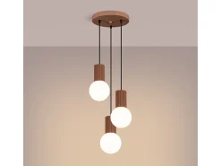 Best Sollux Lighting Lámpara Colgante Halo Moderno De Aluminio/Vidrio - 3 Fuentes Luminosas - L.25 X A.125 Cm - Moca Marru00f3n