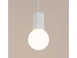 Best Sollux Lighting Lámpara Colgante Halo Moderno De Aluminio/Vidrio - 1 Fuentes Luminosas - L.12 X A.120 Cm - Blanco