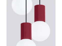 Sollux Lighting Lámpara Suspendida^Lámpara Colgante Halo Moderno De Aluminio/Vidrio - 3 Fuentes Luminosas - L.25 X A.125 Cm - Borgoña Rojo