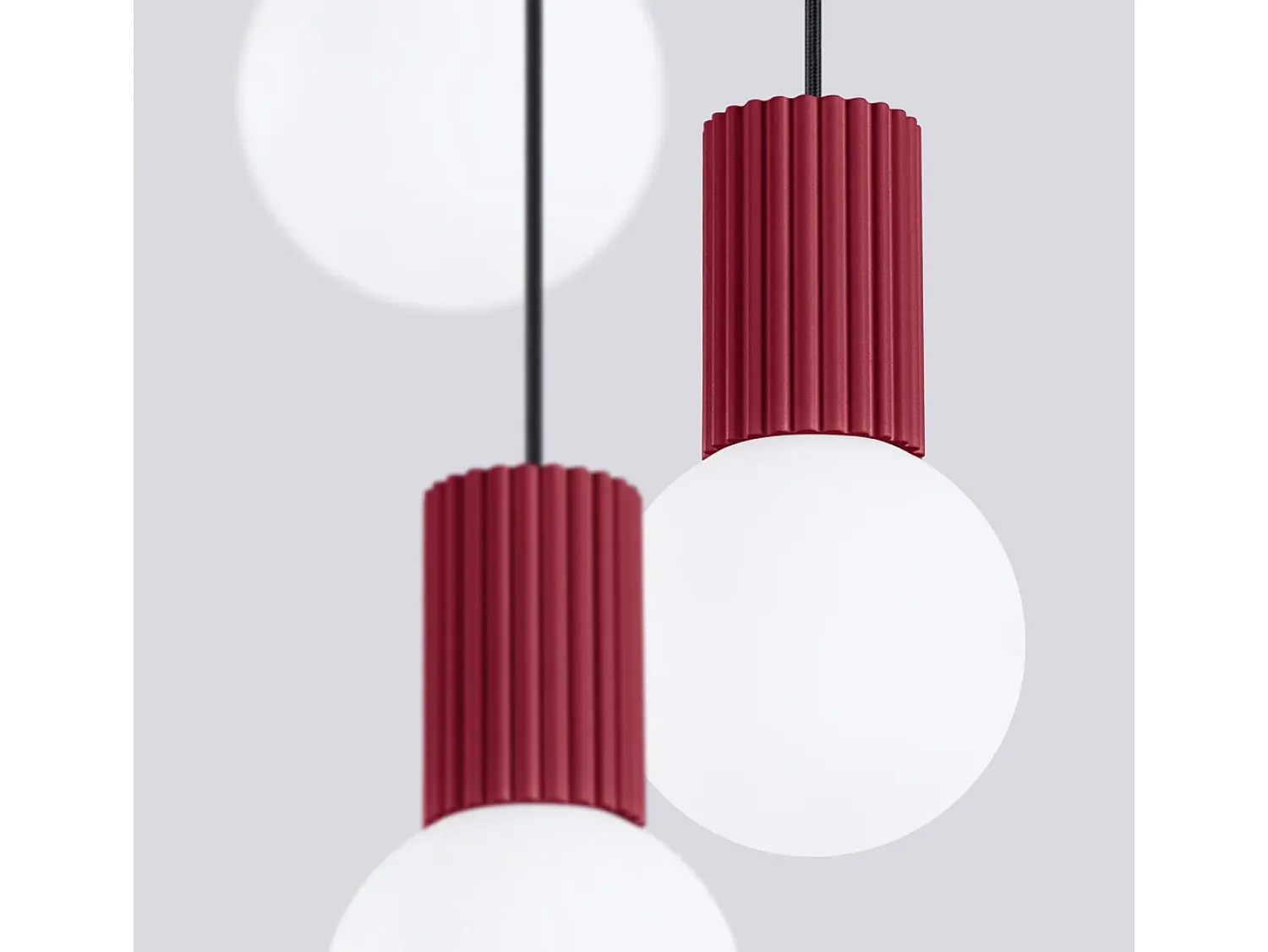 Sollux Lighting Lámpara Suspendida^Lámpara Colgante Halo Moderno De Aluminio/Vidrio - 3 Fuentes Luminosas - L.25 X A.125 Cm - Borgoña Rojo