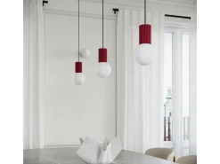Sollux Lighting Lámpara Suspendida^Lámpara Colgante Halo Moderno De Aluminio/Vidrio - 3 Fuentes Luminosas - L.25 X A.125 Cm - Borgoña Rojo