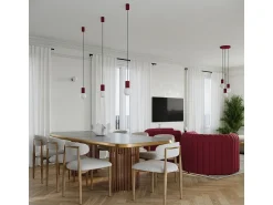 Sollux Lighting Lámpara Suspendida^Lámpara Colgante Halo Moderno De Aluminio/Vidrio - 3 Fuentes Luminosas - L.25 X A.125 Cm - Borgoña Rojo
