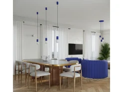 Best Sollux Lighting Lámpara Colgante Halo Moderno De Aluminio/Vidrio - 1 Fuentes Luminosas - L.12 X A.120 Cm - Ultramarino Azul