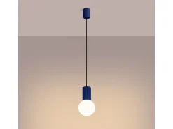 Best Sollux Lighting Lámpara Colgante Halo Moderno De Aluminio/Vidrio - 1 Fuentes Luminosas - L.12 X A.120 Cm - Ultramarino Azul