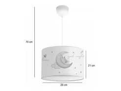 TDK IMPORT Lámpara Suspendida^Lámpara Colgante Infantil Blanca Con Motivo Lunar 24x21 cm Blanco