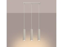 Best Sollux Lighting Lámpara Colgante Karbon Minimalista De Aluminio - 3 Fuentes Luminosas - L.45 X A.98 Cm - Beige