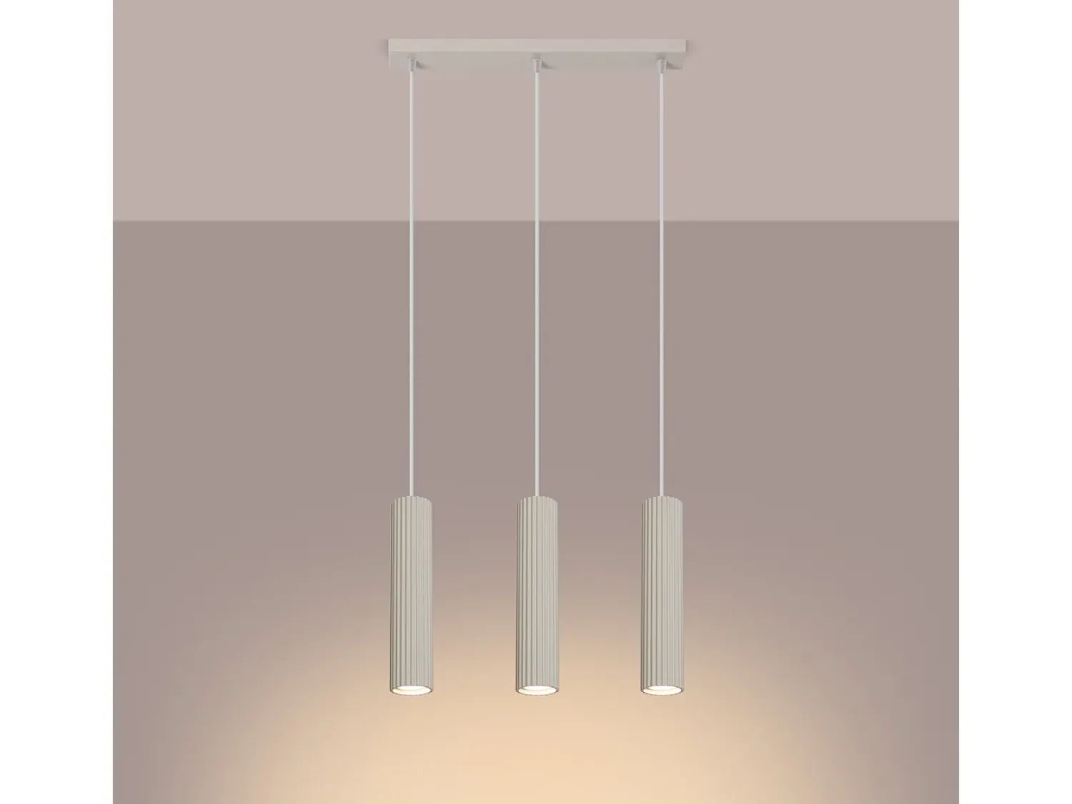 Best Sollux Lighting Lámpara Colgante Karbon Minimalista De Aluminio - 3 Fuentes Luminosas - L.45 X A.98 Cm - Beige
