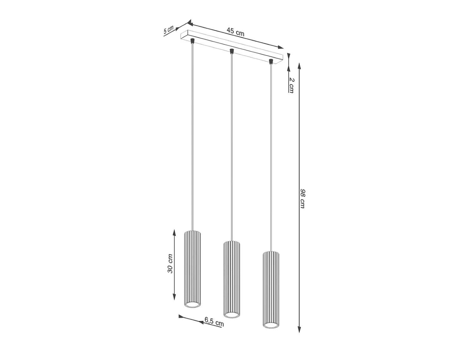 Best Sollux Lighting Lámpara Colgante Karbon Minimalista De Aluminio - 3 Fuentes Luminosas - L.45 X A.98 Cm - Beige