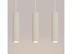 Best Sollux Lighting Lámpara Colgante Karbon Minimalista De Aluminio - 3 Fuentes Luminosas - L.45 X A.98 Cm - Beige