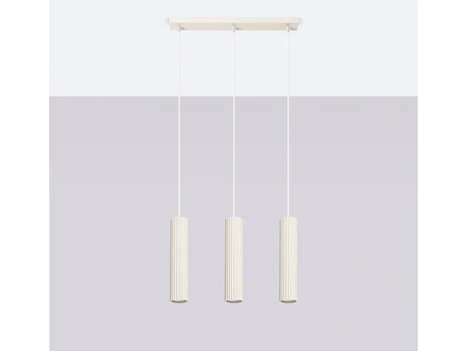 Best Sollux Lighting Lámpara Colgante Karbon Minimalista De Aluminio - 3 Fuentes Luminosas - L.45 X A.98 Cm - Beige