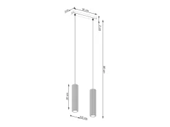 Sollux Lighting Lámpara Suspendida^Lámpara Colgante Karbon Minimalista De Aluminio - 2 Fuentes Luminosas - L.30 X A.90 Cm - Ocre Rojo