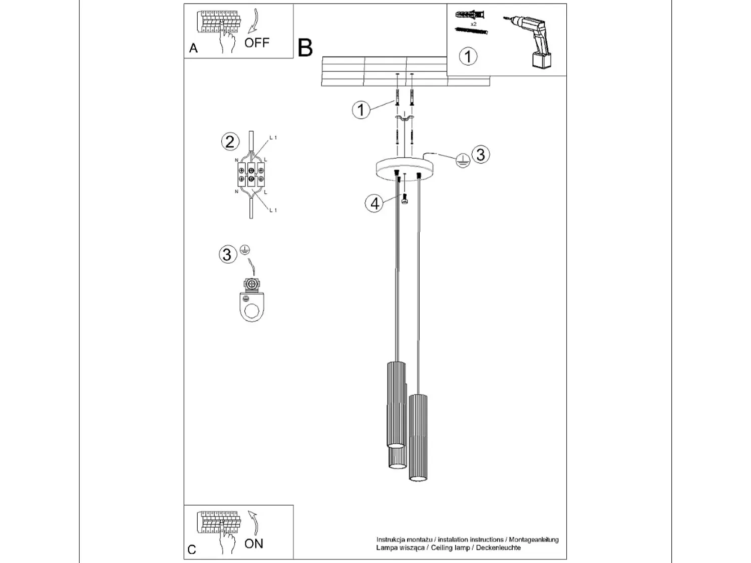 Sollux Lighting Lámpara Suspendida^Lámpara Colgante Karbon Minimalista De Aluminio - 3 Fuentes Luminosas - L.19,5 X A.108 Cm - Dorado