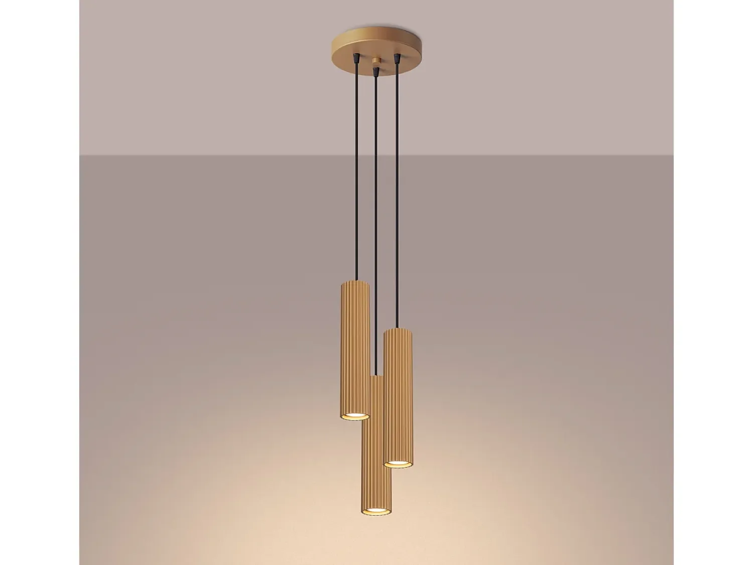 Sollux Lighting Lámpara Suspendida^Lámpara Colgante Karbon Minimalista De Aluminio - 3 Fuentes Luminosas - L.19,5 X A.108 Cm - Dorado