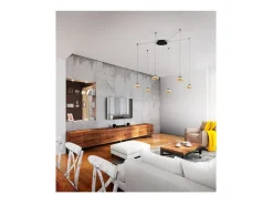 Plafón^Lámpara colgante LED Arabella de metal y cristal soplado ámbar 3547-46-125 Fabas Luce Naranja