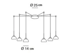 Plafón^Lámpara colgante LED Arabella de metal y cristal soplado ámbar 3547-46-125 Fabas Luce Naranja