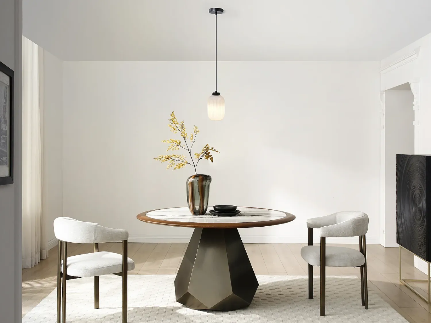 Best OZAIA Lámpara colgante negra con cristal blanco D.14 x Alt.120 cm - LOUXOR Negro