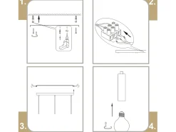 Outlet NETTLIFE Lámpara colgante dorada de 3 bombillas - Lámpara colgante para mesa de comedor E27 Lámpara colgante industrial de metal Negro