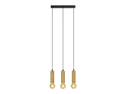 Outlet NETTLIFE Lámpara colgante dorada de 3 bombillas - Lámpara colgante para mesa de comedor E27 Lámpara colgante industrial de metal Negro