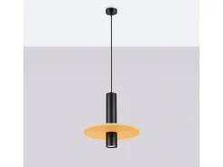 Sollux Lighting Lámpara Suspendida^Lámpara colgante Pelta moderno de fieltro/acero - 1 fuentes luminosas - L.30 x A.126 cm - /negro Amarillo