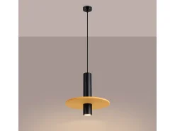 Sollux Lighting Lámpara Suspendida^Lámpara colgante Pelta moderno de fieltro/acero - 1 fuentes luminosas - L.30 x A.126 cm - /negro Amarillo