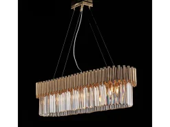Lámpara colgante Ravel de hierro dorado con pedrería, 8 luces, L.93 x 50 cm, BL268-8-OR
