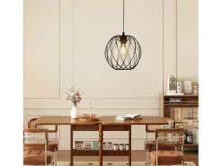 Sale NETTLIFE Lámpara colgante redonda negra - Lámpara colgante vintage E27 Lámpara colgante industrial retro Lámpara de mesa Negro