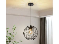 Sale NETTLIFE Lámpara colgante redonda negra - Lámpara colgante vintage E27 Lámpara colgante industrial retro Lámpara de mesa Negro
