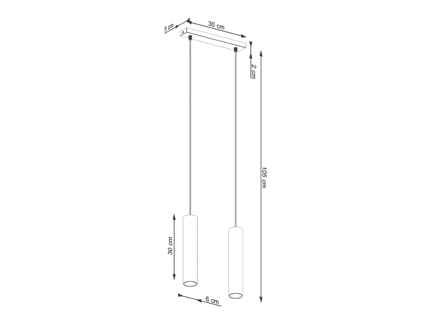 Sollux Lighting Lámpara colgante Toris desván de acero - 2 fuentes luminosas 4000K - L.30 x A.105 cm - ocre Rojo