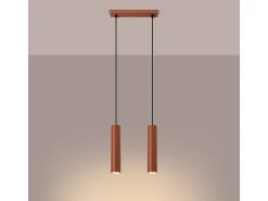Sollux Lighting Lámpara colgante Toris desván de acero - 2 fuentes luminosas 4000K - L.30 x A.105 cm - ocre Rojo