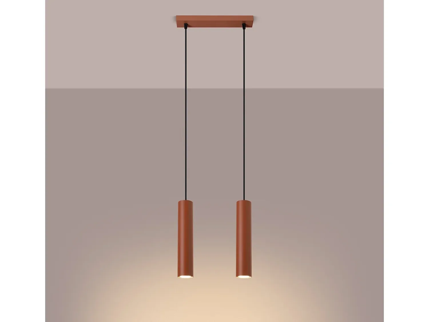 Sollux Lighting Lámpara colgante Toris desván de acero - 2 fuentes luminosas 4000K - L.30 x A.105 cm - ocre Rojo