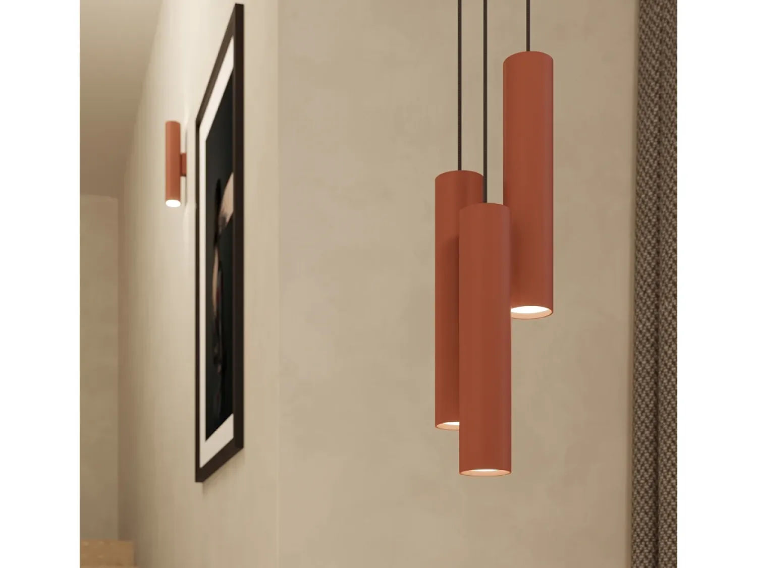 Sollux Lighting Lámpara colgante Toris desván de acero - 2 fuentes luminosas 4000K - L.30 x A.105 cm - ocre Rojo
