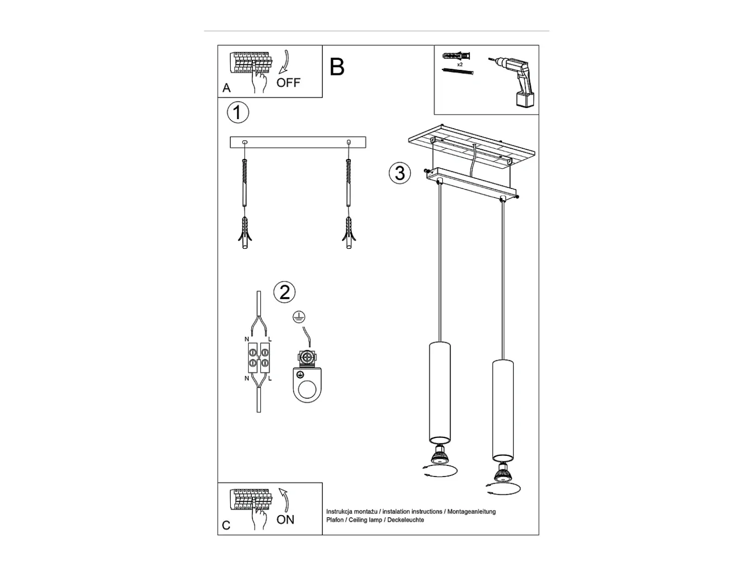 Sollux Lighting Lámpara colgante Toris desván de acero - 2 fuentes luminosas 4000K - L.30 x A.105 cm - ocre Rojo