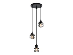 Outlet NETTLIFE Lámpara colgante vintage de 3 luces - Lámpara de araña de metal E14 retro - Altura ajustable para cocina o comedor (bombillas no incluidas) Negro