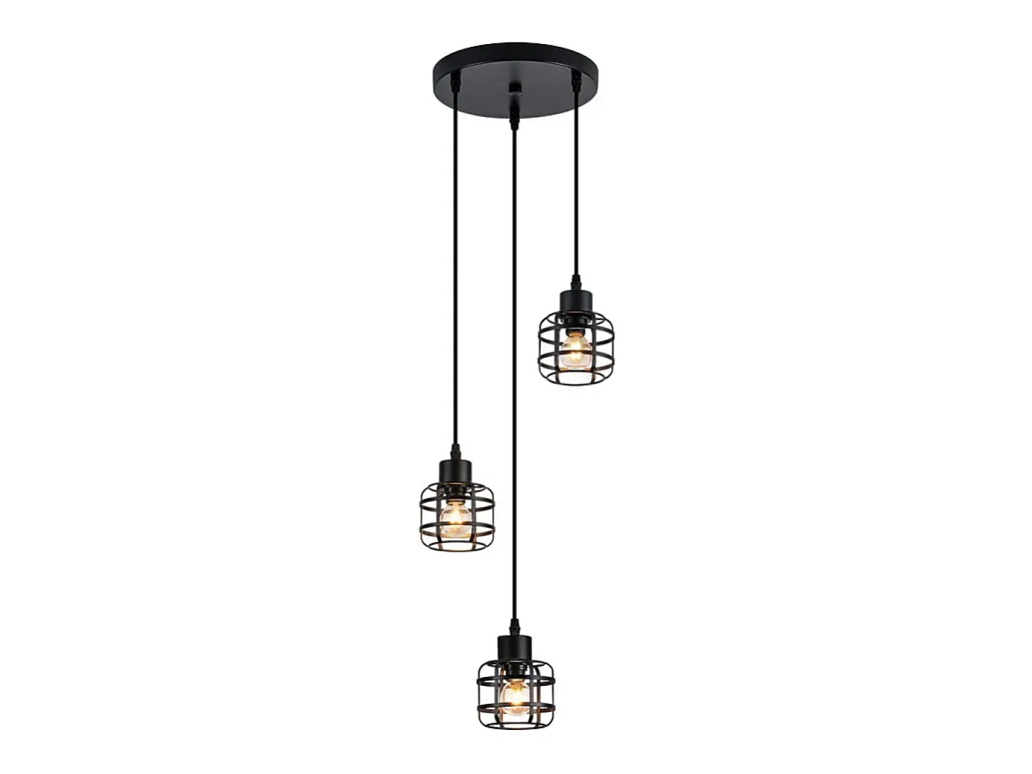 Outlet NETTLIFE Lámpara colgante vintage de 3 luces - Lámpara de araña de metal E14 retro - Altura ajustable para cocina o comedor (bombillas no incluidas) Negro