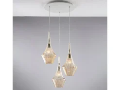 Lámpara colgante Zeus de hierro con cristal pyrex ámbar, 3 luces, 149 Ø50 BL270-S3-AM